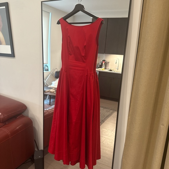 Helsa Red Cotton Poplin Maxi dress